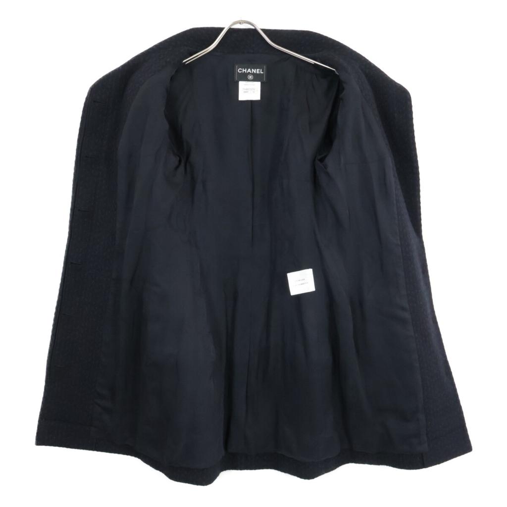 CHANEL Domestic genuine P49855V32761 Lion Button Angora Blend Wool Silk coat 34 Black x navyUsed