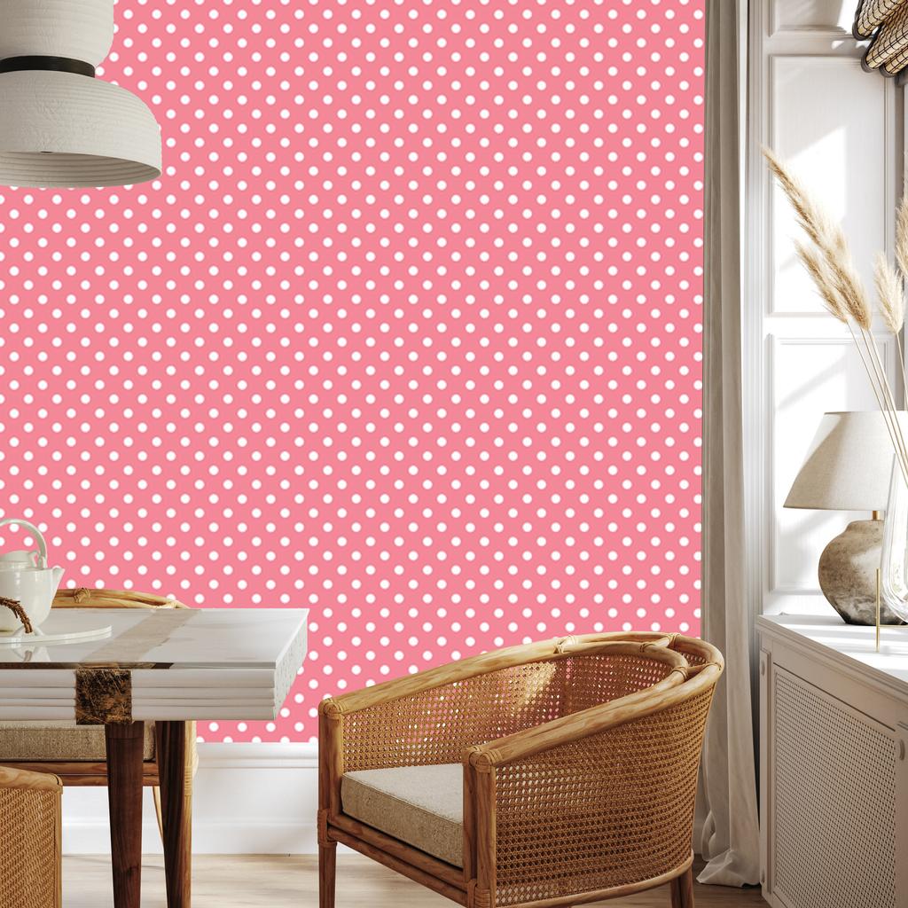 Dots Wallpaper Clear Detail, Coral for Living Room and Bedroom 50x1000