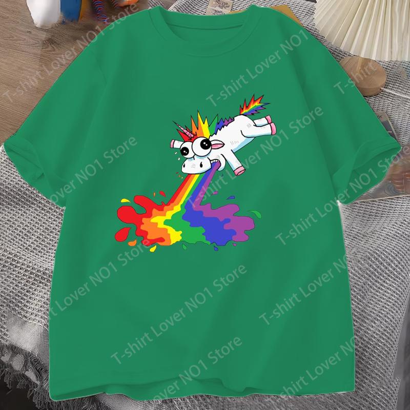 Cartoon Rainbow Unicorn Printed Tshirts Retro Style Women Unisex Shirt Tee Unicorn Graphic T Shirt Casual Top Cool Summer T Shirts