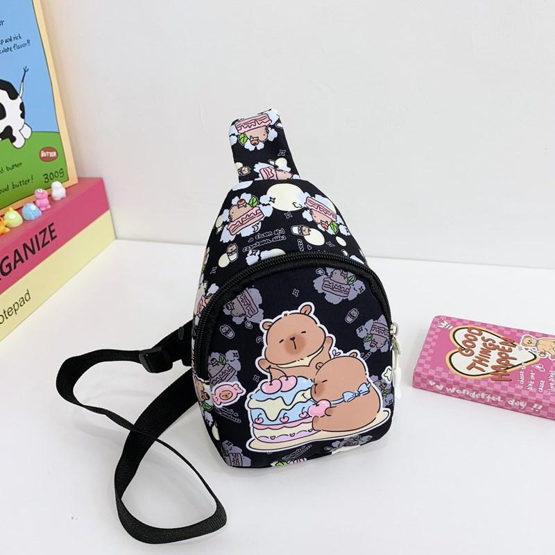 

Одинарная мультяшная капибара на плечо, кроссбоди, нагрудная сумка, дышащая, легкая чёрный