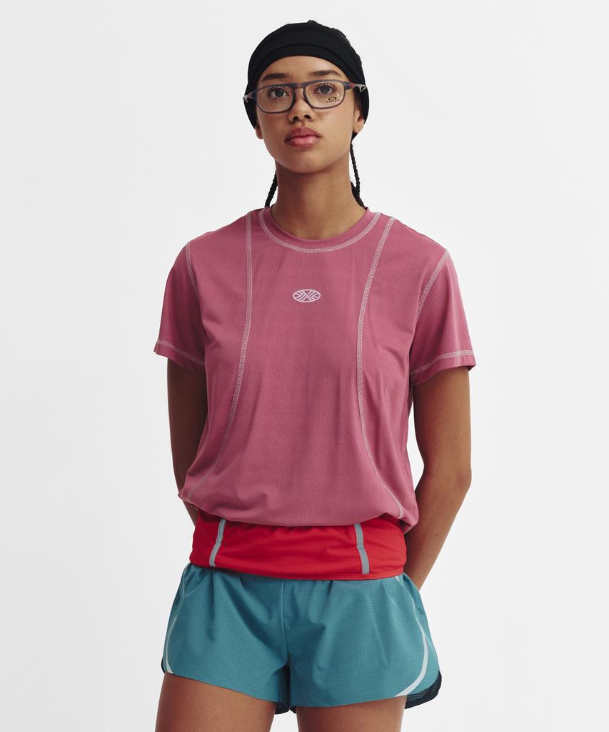 Minasu Sports Fit Contrast Stitch Short Sleeve T Shirt_Pink