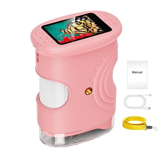 Kids Digital Microscope 1000X Mini Portable Pocket Microscope Camera with 2-Inch IPS Screen Built-in 8 LEDs Educational Magnifying Glass Toy