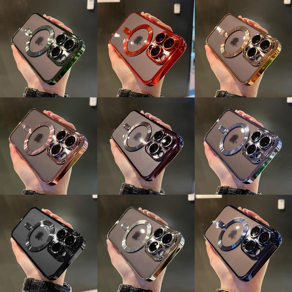 15 For Iphone Promax Magnetic Plating Clear Wireless Charging Shockproof Cover