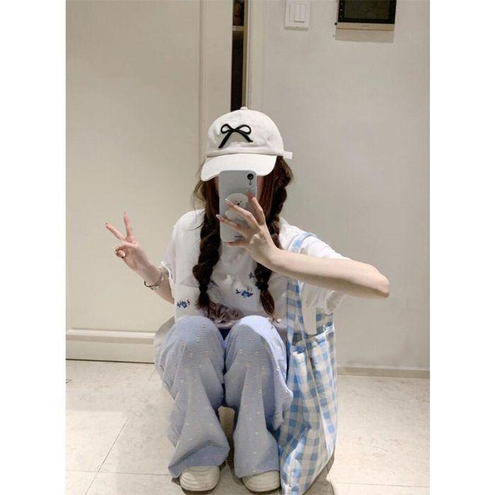 

Повседневные брюки для женщин, летние, новые, синяя соль, сода, горошек, широкие брюки на шнурке 2XL синий