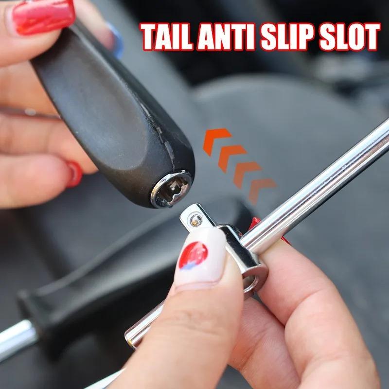 1/4 Small Square Rod Spinner Screwdriver Tip Multi-purpose Bottom Hole Connection 150 MM Spanner Handle  Holder Hand Tools