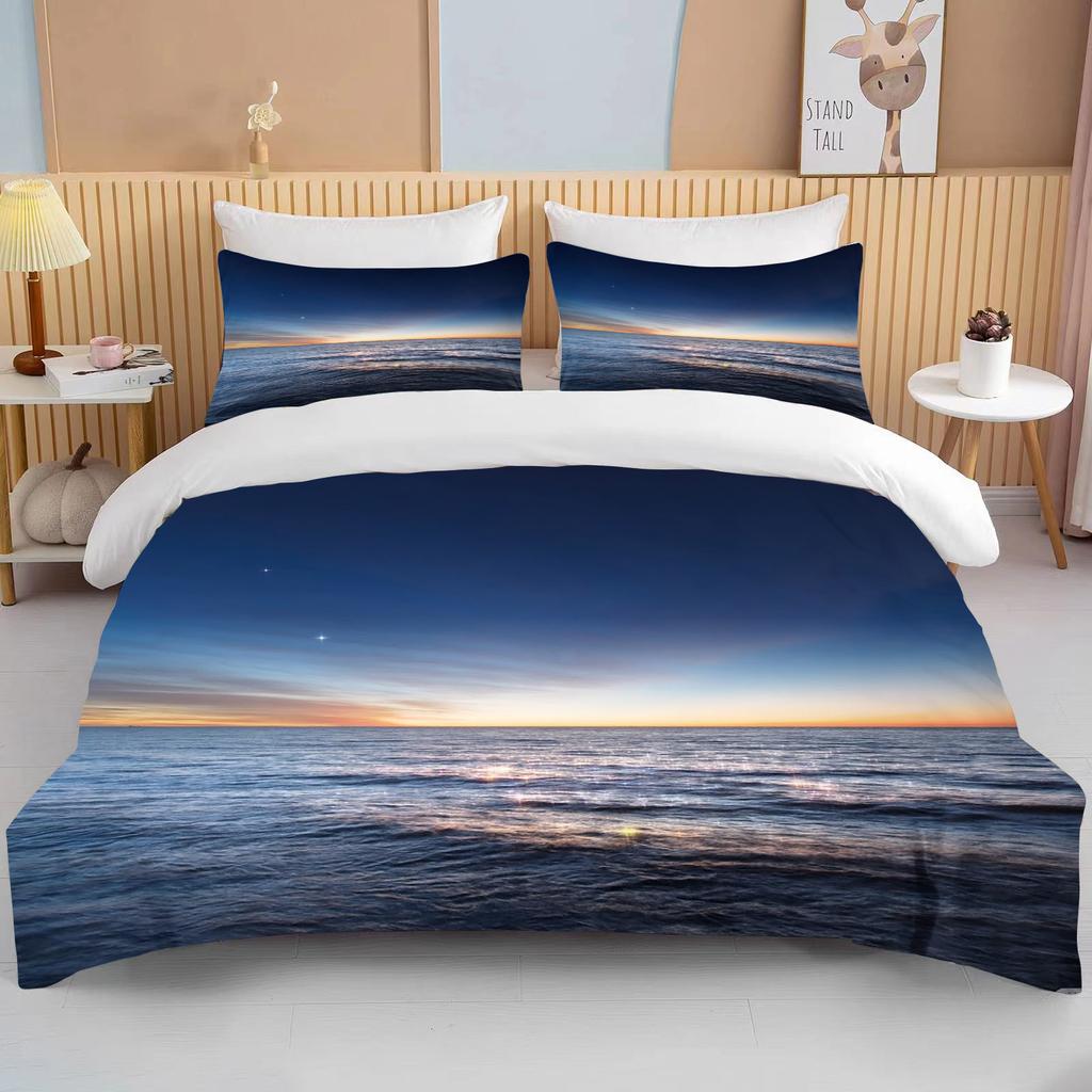 Sun Bedding Set Night View Duvet Cover Set With Pillowcase Bedding King Queen Full Double Single Size Luxury Bedxclothes Decor