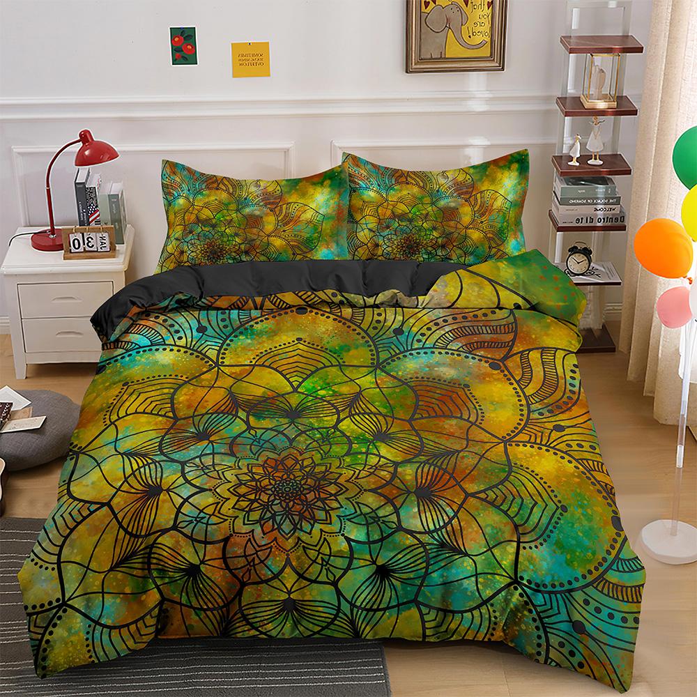 Psychedelic Boho Luxury Bedding Set 2/3PCS With Pillowcase King Mandala Duvet Cover Queen Comforter Cover Polyester Quilt Cover