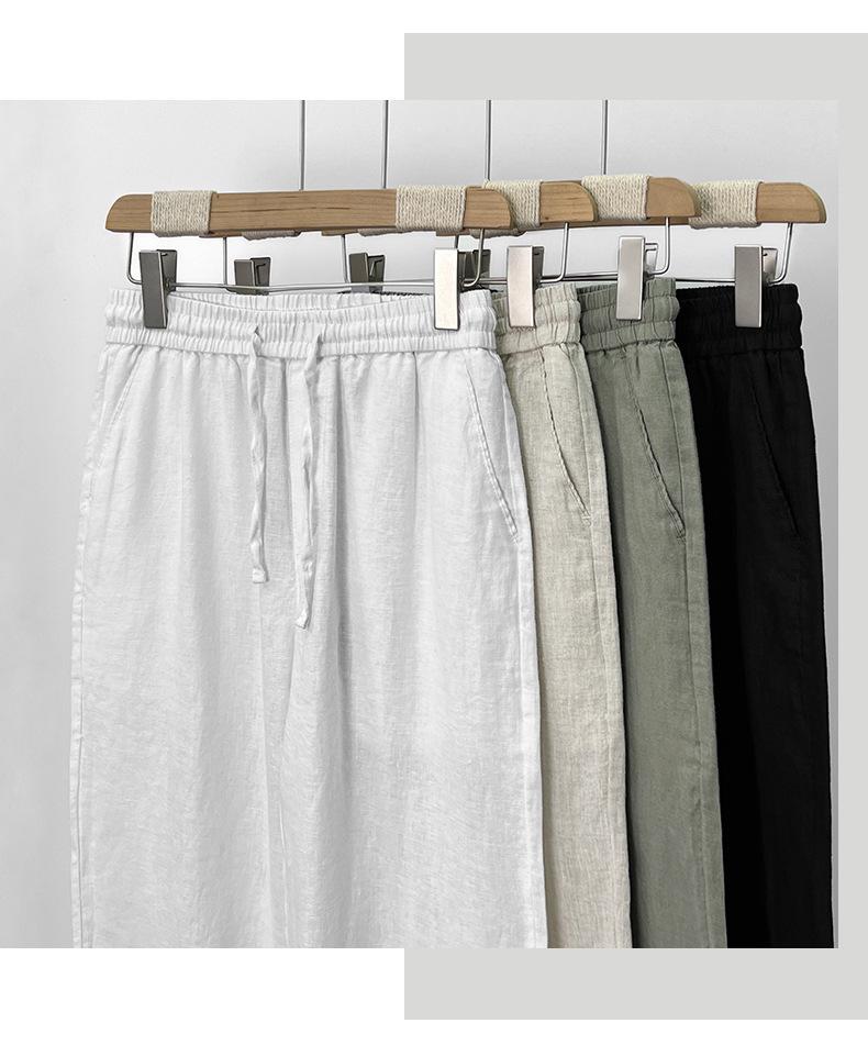Men's Pure Linen Summer Trousers - Loose Fit, Straight Wide-Leg Casual Pants