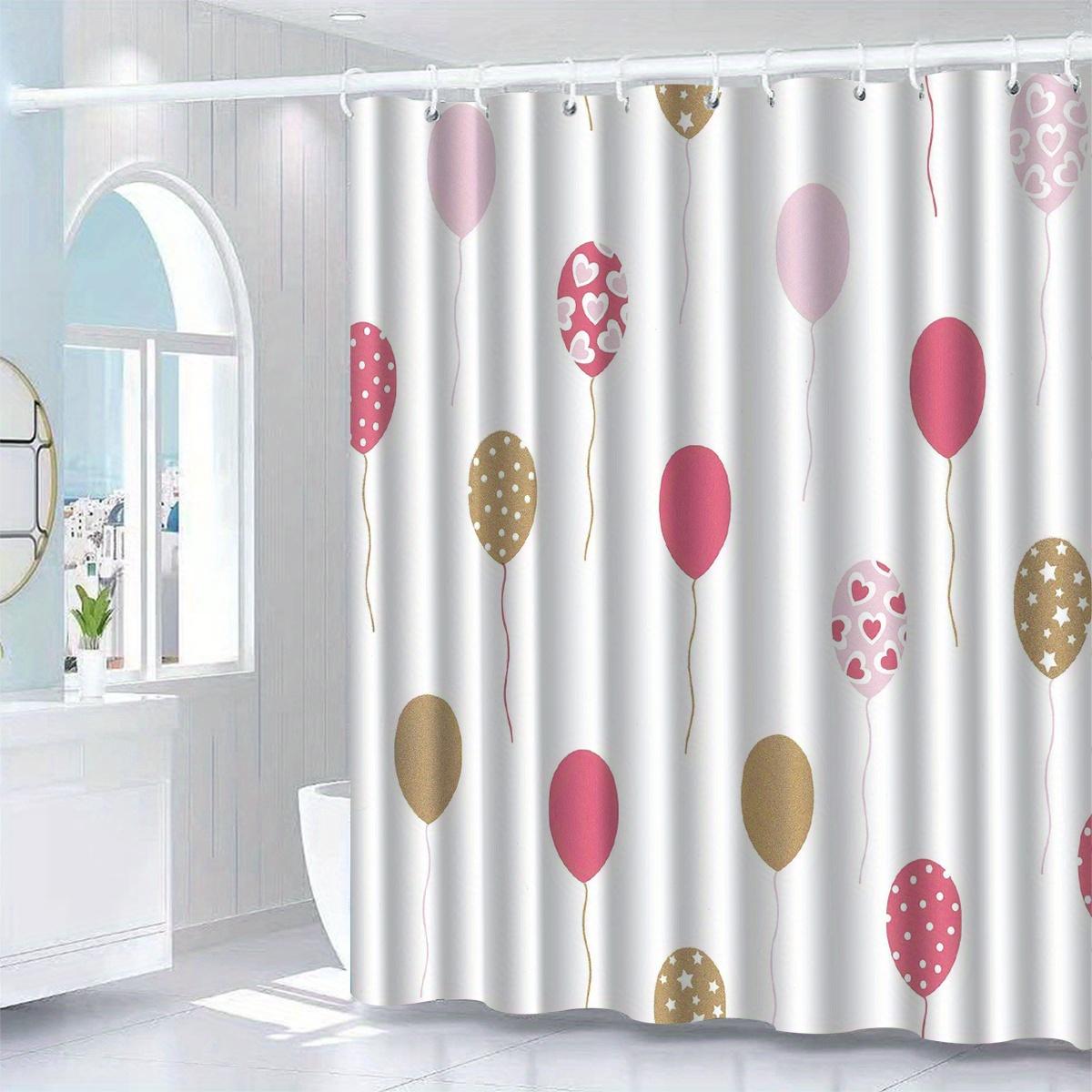 

Red Balloon Pattern Shower Curtain - Whimsical Home Decor, Polyester, Machine Washable, Includes Hooks, , Bathroom Separator W90xH180cm