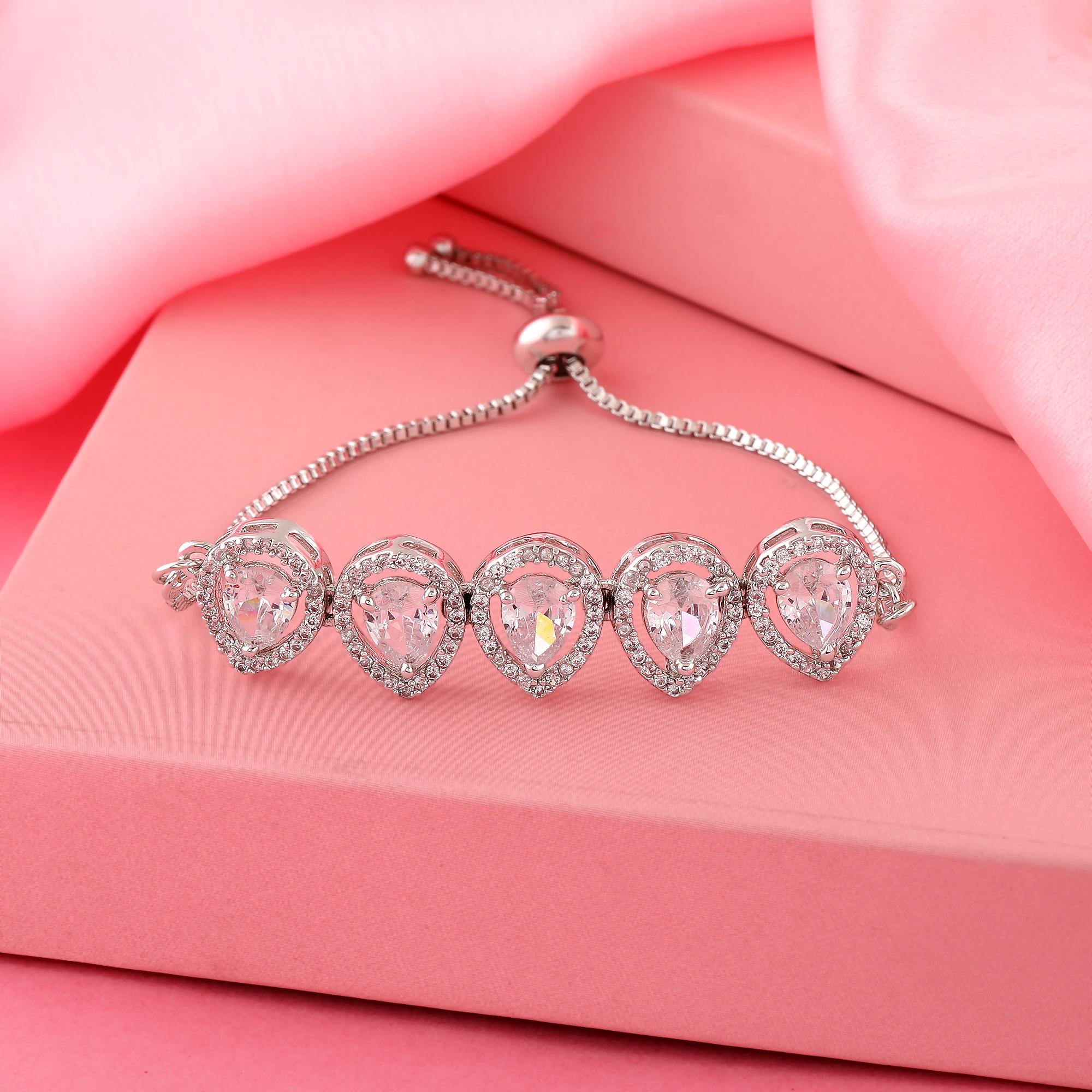 

Браслет Estele с родиевым покрытием CZ Precious Pears для женщин