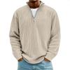Cord-Sweatshirts Herren Herbst Einfarbig Langarm Kleidung Herren Lässig Locker Reißverschlusskragen T-Shirts Mann Oberbekleidung