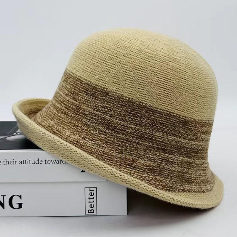 Retro gekräuselte Fischerhut Kinder Herbst und Winter Britisches Temperament Zylinder zeigt kleines Gesicht elegant Wollbeckenhut Tide