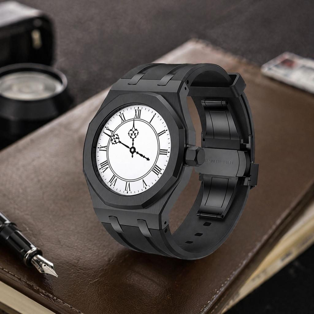For Swatch X Royal Pop Stainless Steel Watch Case Wear Resist Silicone Sport Replacement Band for Sport Activities Daily Commute