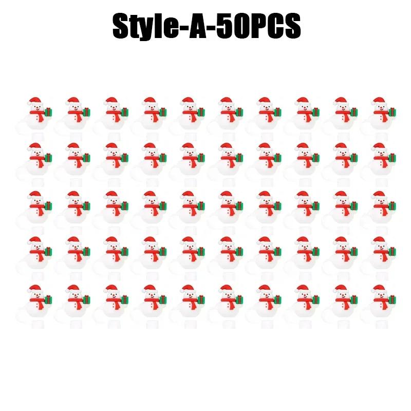 1-100PCSChristmasStraw DustCap 10mm Glass Straw Stopper Universal Water Bottle Reusable Cup Cover Accessories Holiday Party Gift