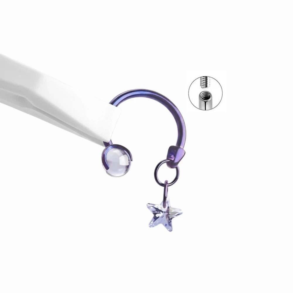 

Internal Thread Titanium Septum Barbell Crystal Ball Gradient Piercing Jewelry Sensitive Skin Style 1