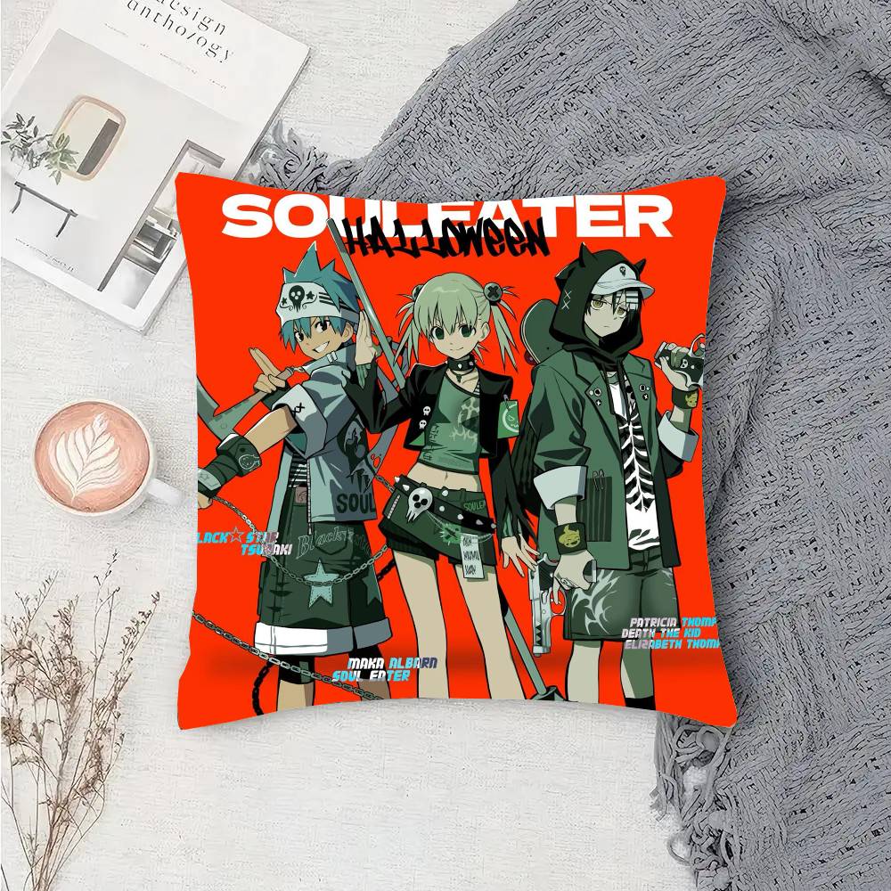 S-Soul E-Eater Animation Pillow Case Fashion Square Pillowcase Bedroom Sofa Room Ins Decoration Leisure