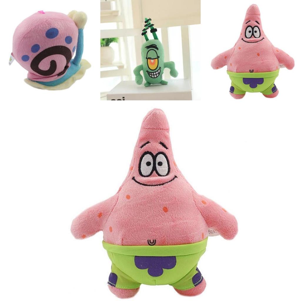 Cute Short Plush Cartoon Octopus Crab Starfish Snail Spongebob Series Toy Set