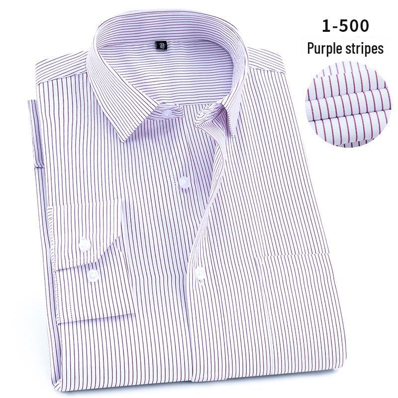 2025 Spring Men's Gray Non-Iron Long Sleeve Business Casual Shirt, Large Solid Color for Young to Middle-aged.