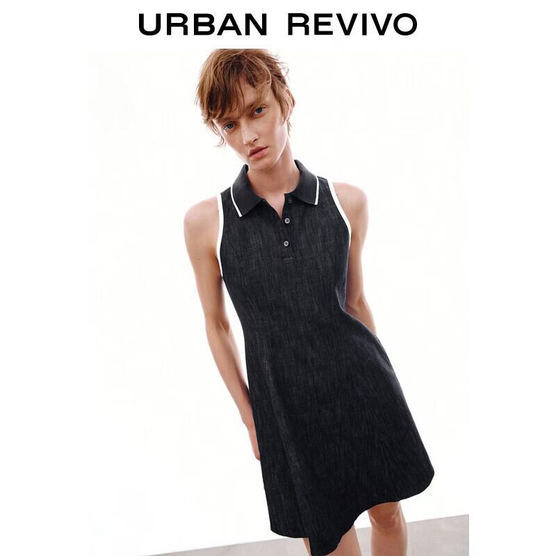 UR2026 Women s Urban Sport Contrast Trim Denim Dress XS