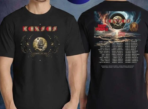 Kansas Deep Purple T-Shirt North American Tour 2026 City Dates 2-Sided S
