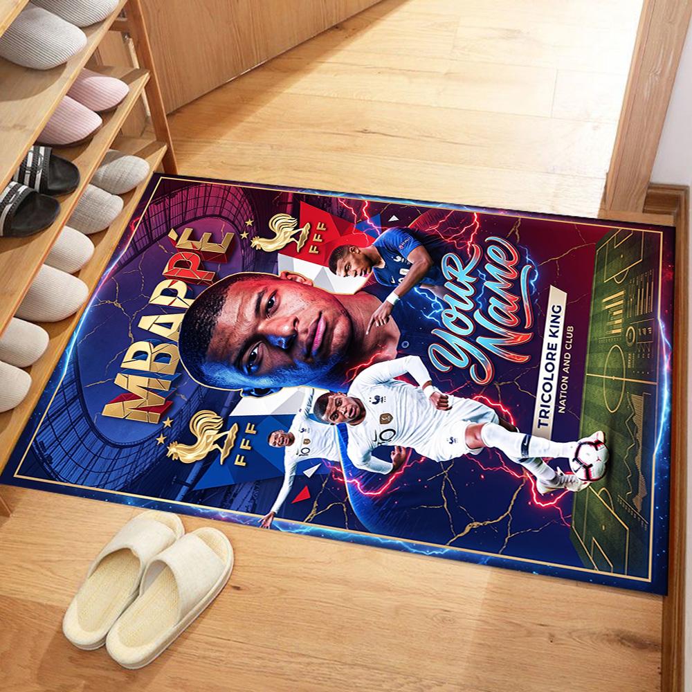 Mbappe Personalized Name Floor Rug Office Rug Suitable For Dormitory Hallway Living Rooms Playrooms Antislip Rug Anime Office Decor