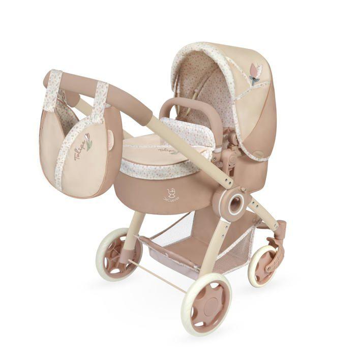 Foldable Doll Stroller - DE CUEVAS TOYS - Tulip 3x1 - Convertible Into Chair and Carrycot - 46x24 Cm Inside