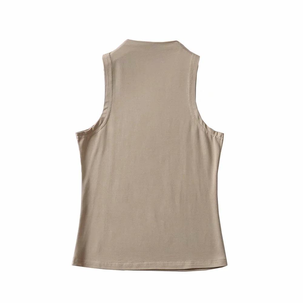 Women's Winter European & American Style Sleeveless Semi-High Neck Top