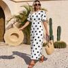European and American Foreign Trade Summer Explosion Fashion Casual Crew Neck Dress Polka Dot Printing French A-shaped Dress Women