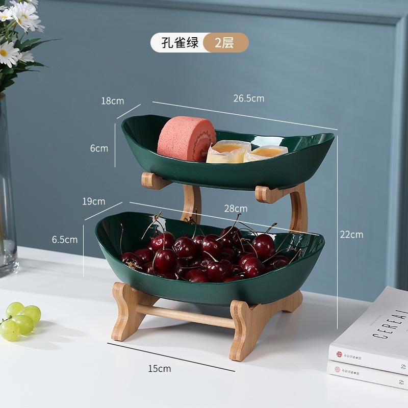 Obstteller Snackteller Hochwertiger Präsentierteller Modern kreativ Wohnzimmer Haushalt Mehrschichtiger Bambus- und Holzrahmen Obstteller