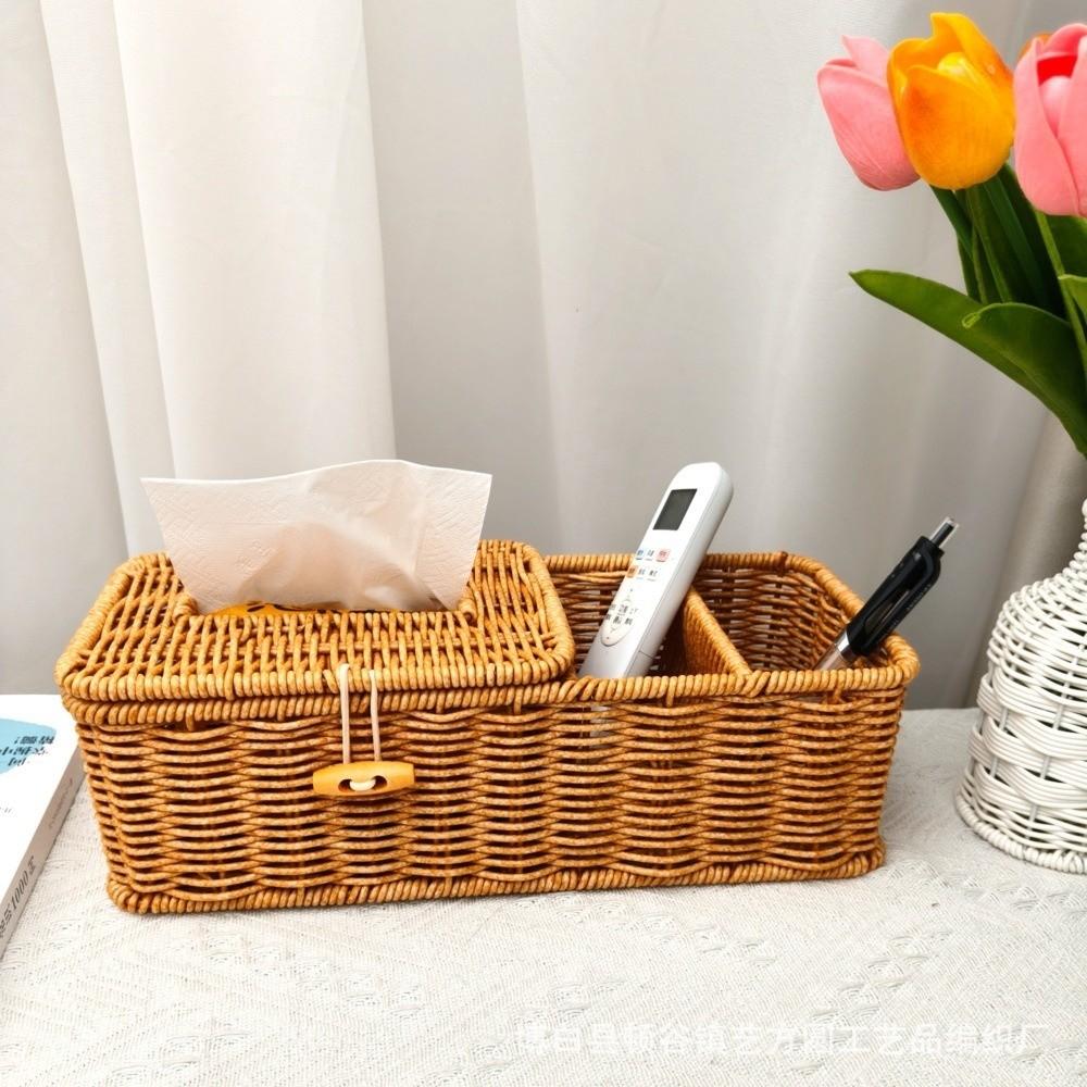 Vintage Imitation Vine Tissue Box Breathable Remote Control Storage Box Divided Tissue Box  Kitchen