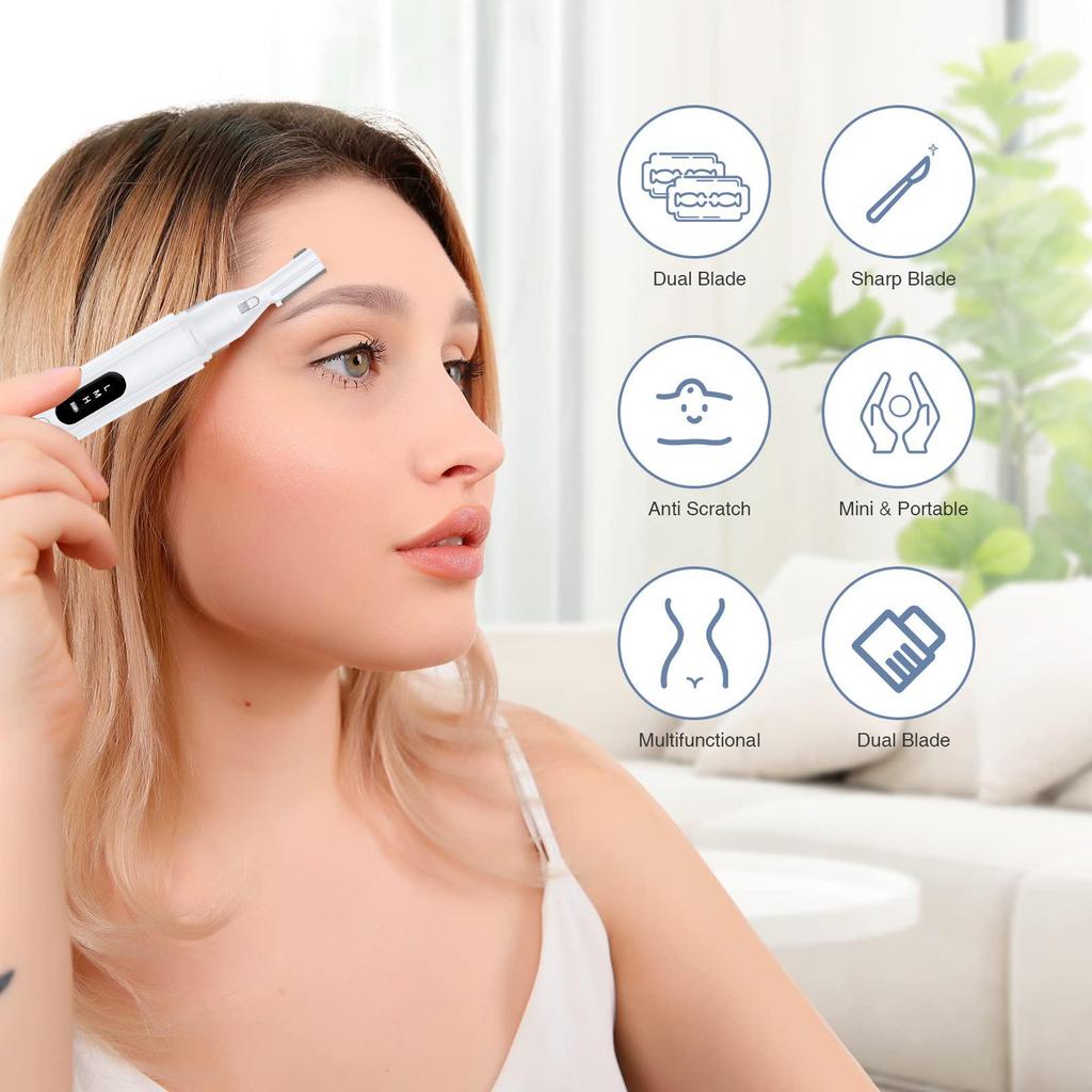 Rechargeable Electric Eyebrow Trimmer for Women - Mini Eyebrow Shaper, Hair Removal Razor & Beginner Pencil