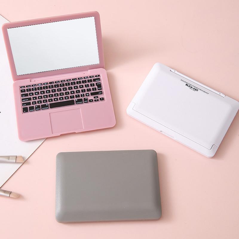 1PC Mirror Convenient Makeup Mirror Cute Mini Mirror Funny Folding Mirror Fashion Laptop Shape Portable Multicolor