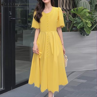 Women Casual V-Neck Summer Short Sleeve Dress