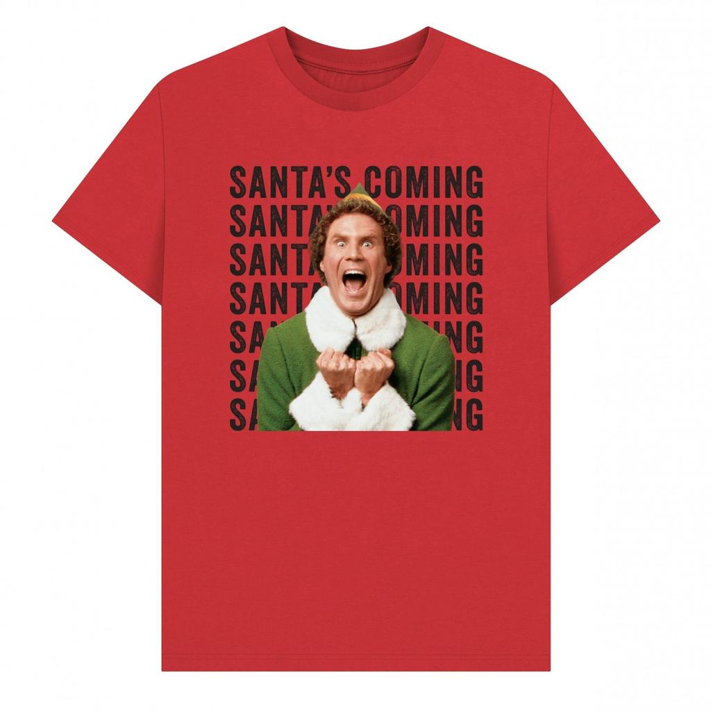 Elf Unisex Adult SantaÂ´s Coming Graphic T-Shirt