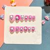 12Pcs Kids Cartoon False Nails Cute Christmas Themed Pattern Embossed Press On Nails Self-adhesive Fake Nails DIY Art Decoration