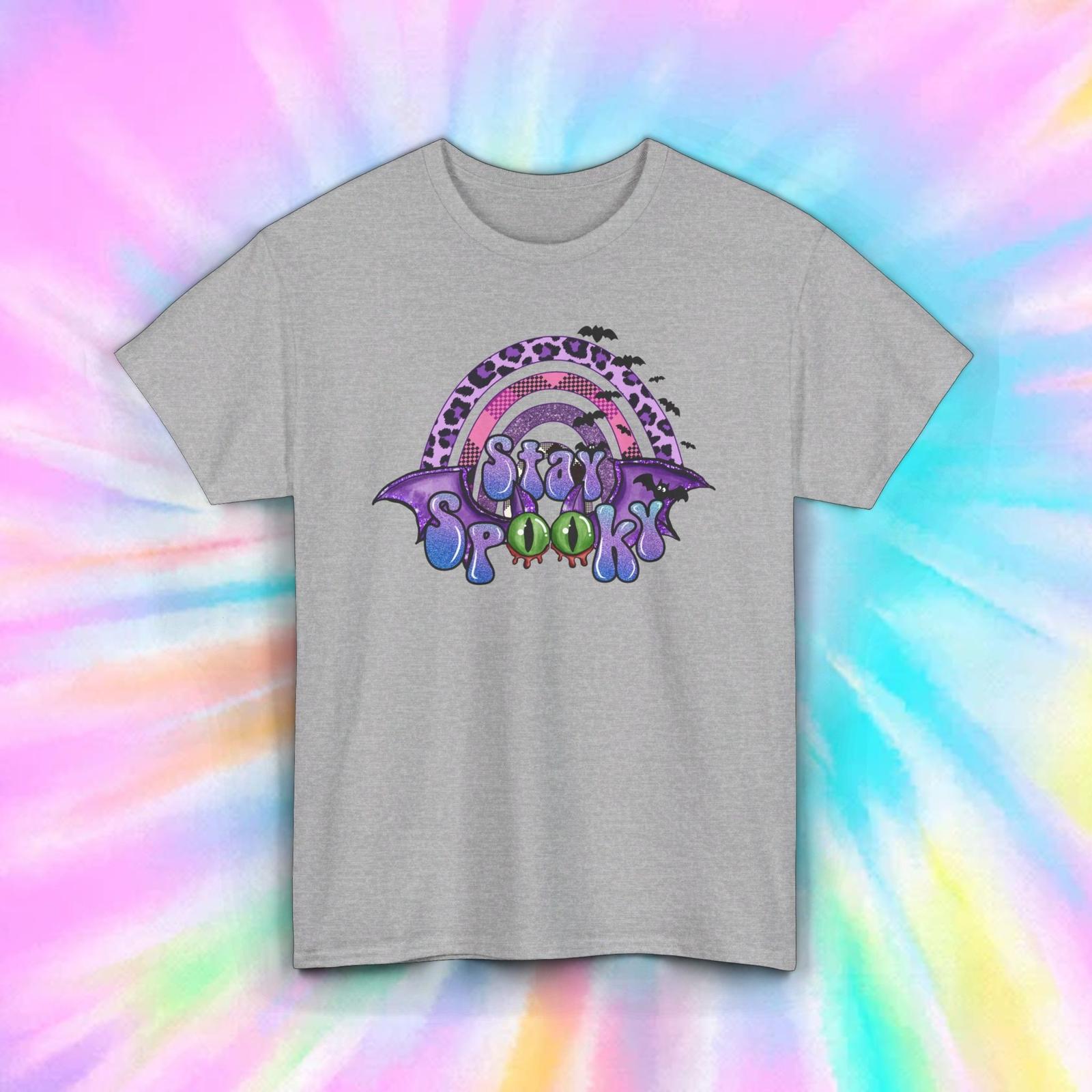 Stay Spooky Shirt | Halloween Bat Rainbow Graphic Tee | Fun Fall Gift S-5XL S разноцветный