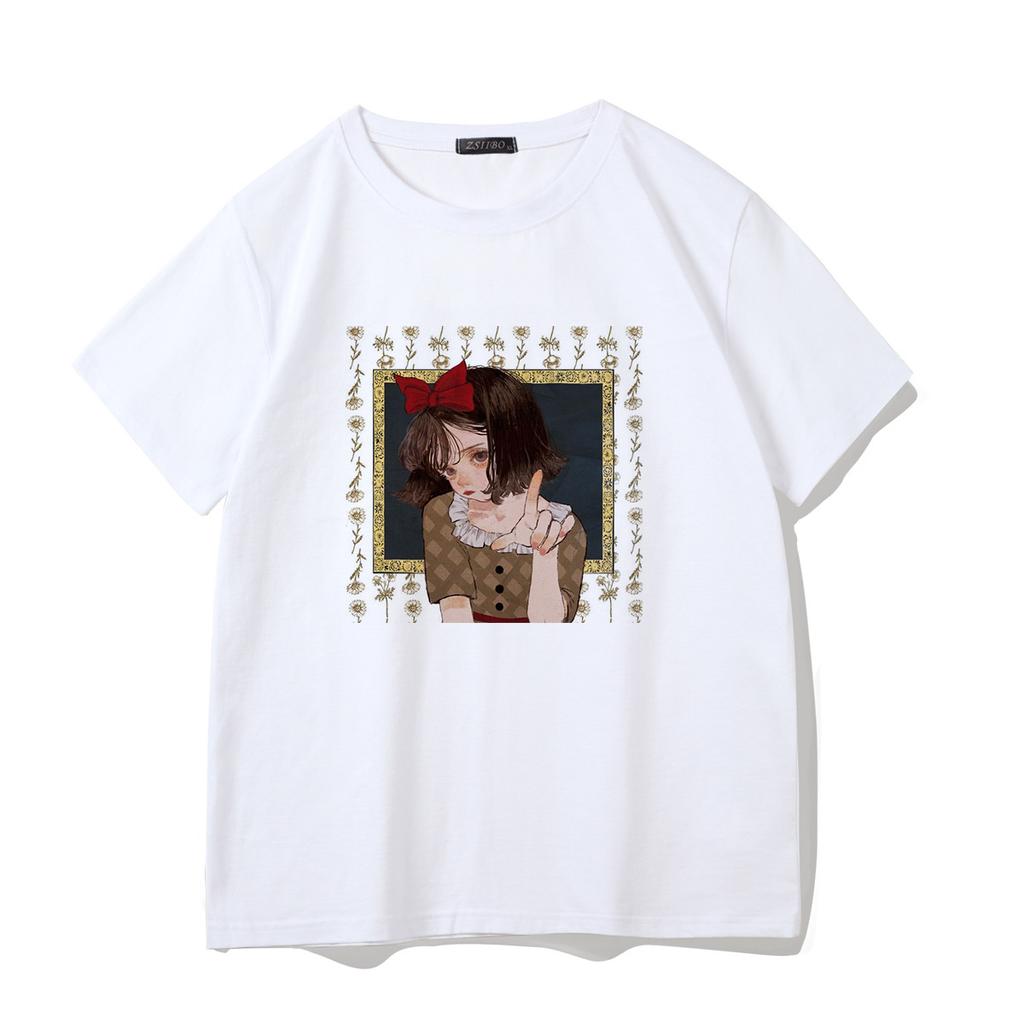 Women T-Shirt Japanese Cartoon Short-Sleeved T-Shirts Kawaii Anime Casual Ulzzang Harajuku Summer Oversized T Shirts Female Tops