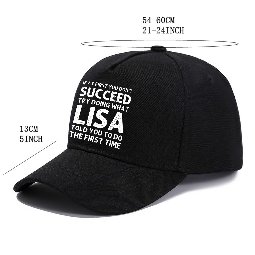Lisa Print Inspirational Quote Baseball Cap, Cool And Handsome Polyester Hat, 100% Woven Polyester Fiber, Adjustable, Unisex, Wi