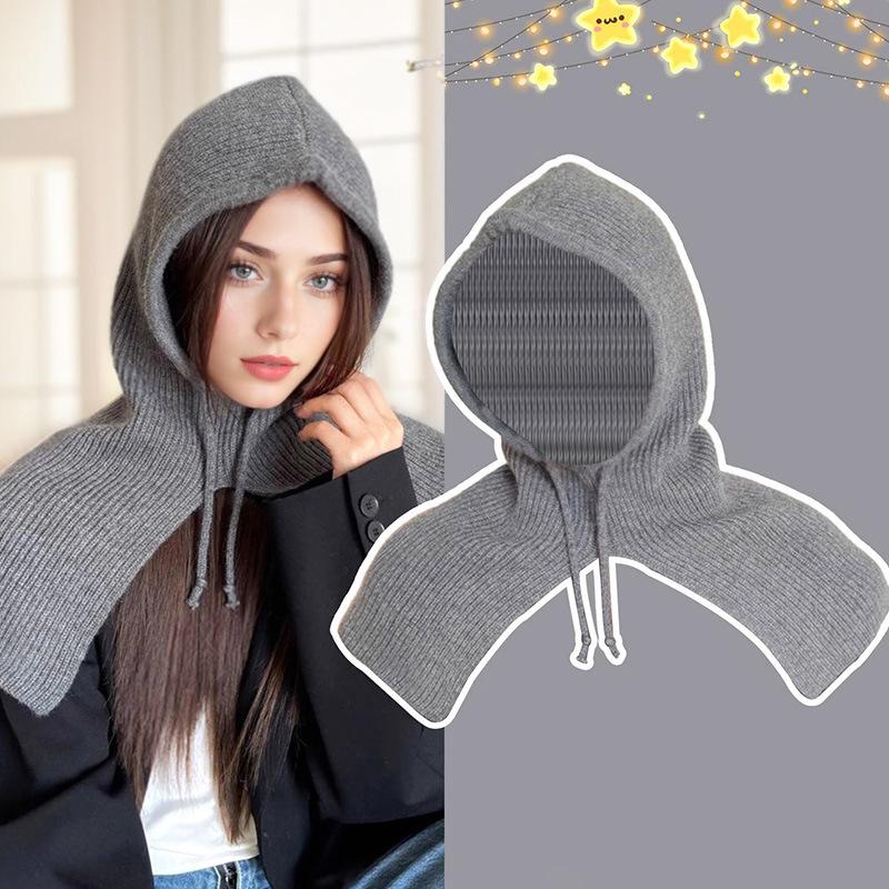 Căciulă Balaclava Stil Coreean de Iarnă pentru Femei Nouă la Modă și Versatilă Protecție Gât Protecție Împotriva Frigului Căciulă Tricotată Îngroșată și Călduroasă