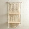 Bohemian Style Hand-Woven Wall Hanging Tapestry Wood Shelf Planter Basket 2 Tier Hanging Rack Art Wall Shelves Macrame