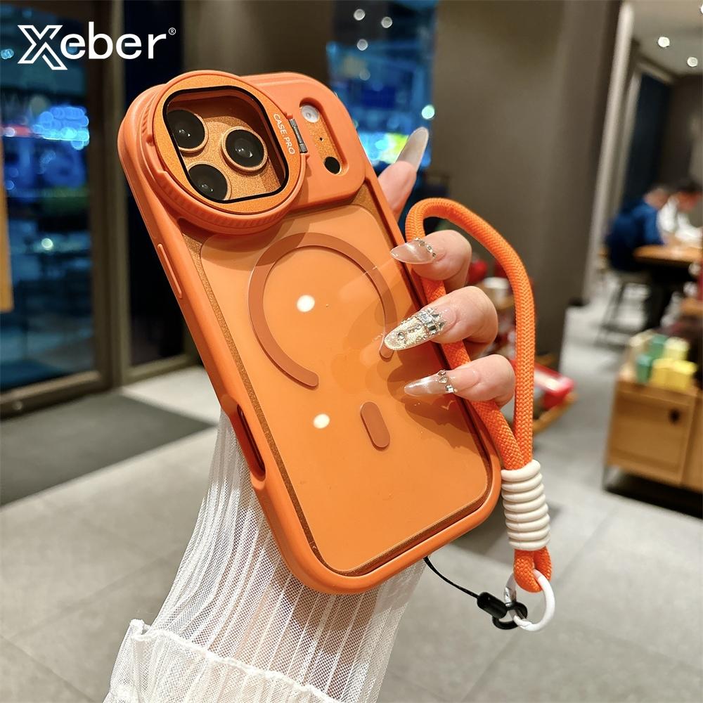 Lens Protection Case For iPhone 17 16 15 14 13 12 11Pro Max Plus Air For Magsafe Holder Transparent Magnetic Matte Lanyard Cover