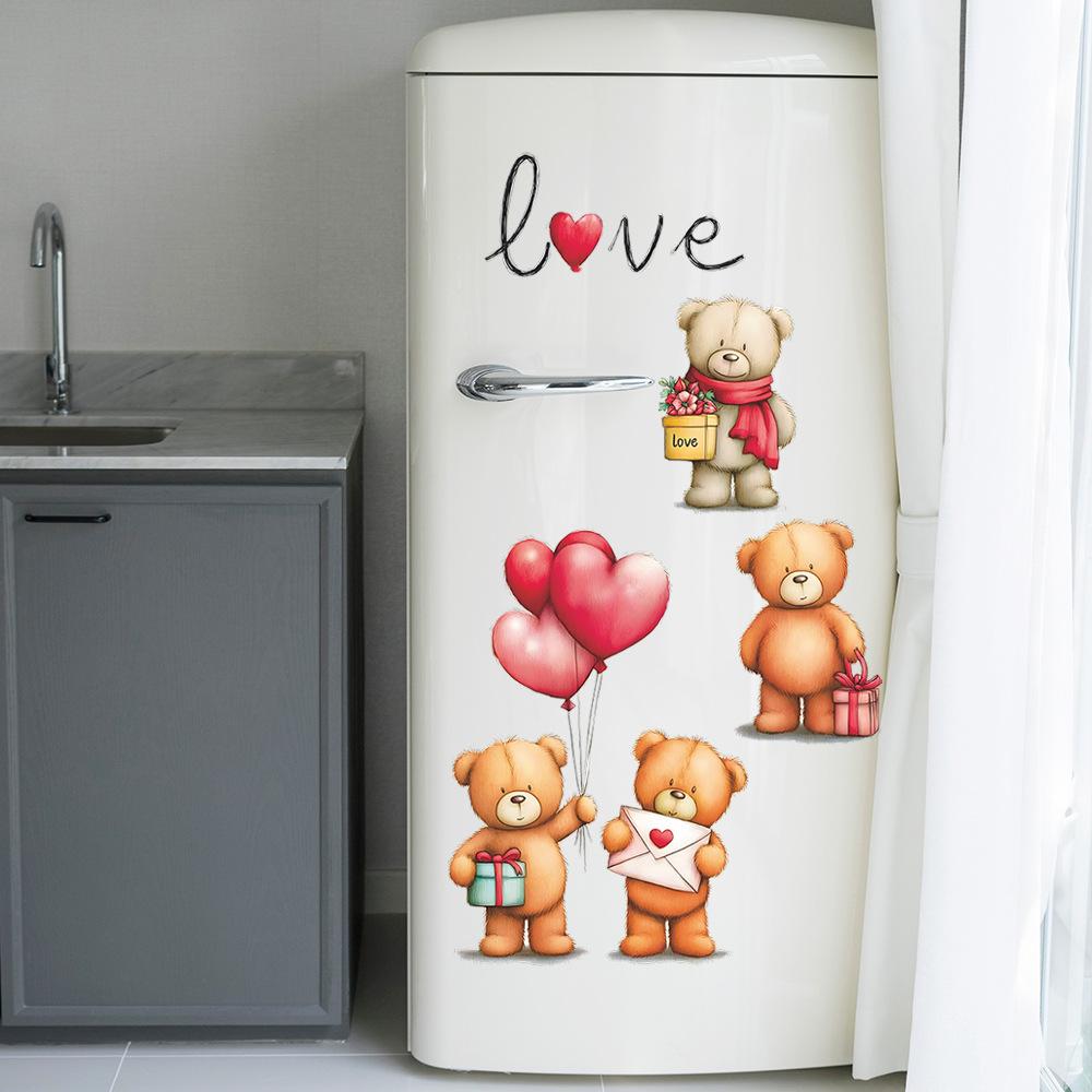 Self-adhesive Wall Stickers Cartoon Confession Bear Balloons for Kids Room Bedroom Living Room Home Decor