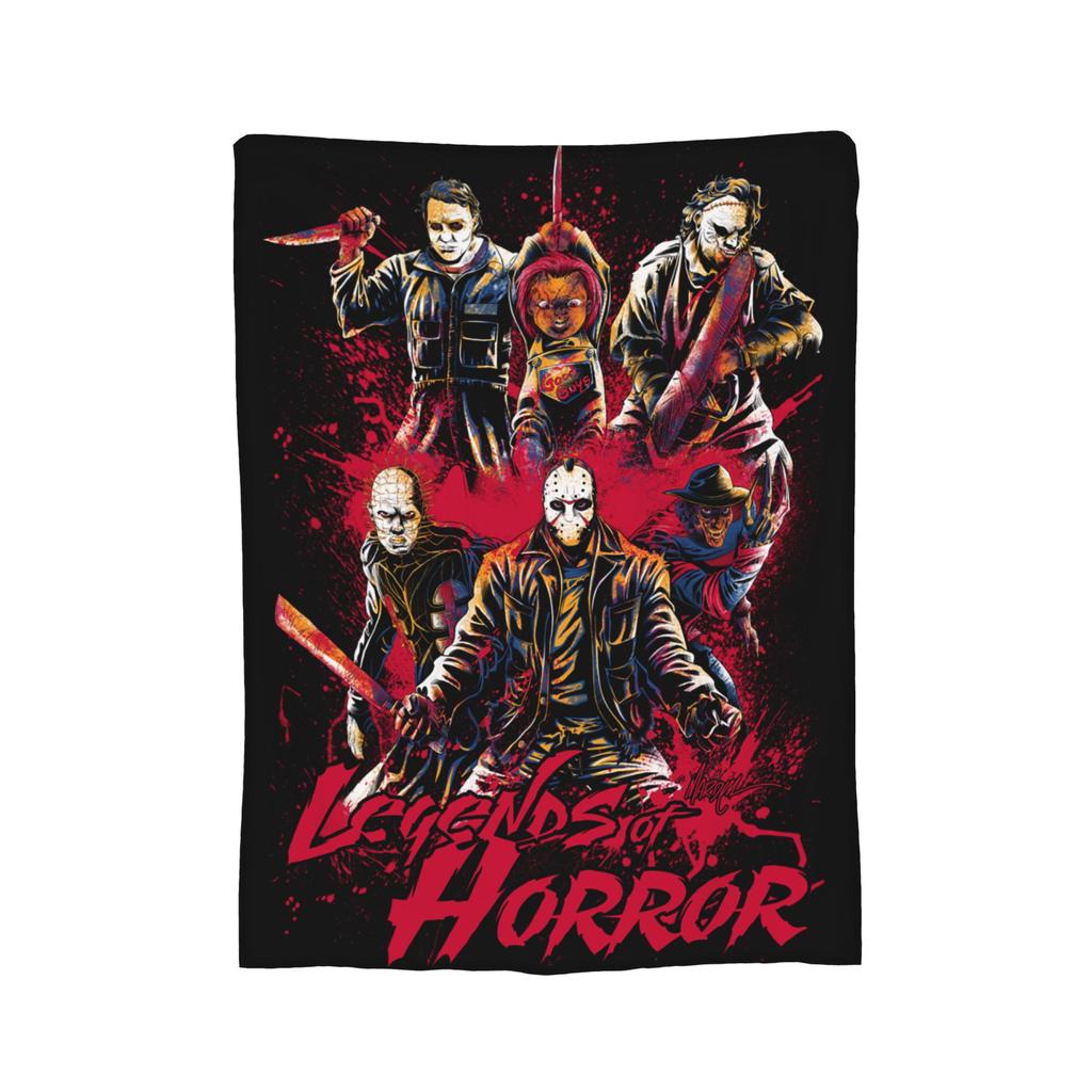 Halloween Movie Horror Chuckys Michael Myers Knitted Blanket Velvet Lightweight Thin Throw Blanket For Bedroom Sofa Bed Rug