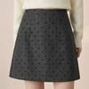 Woolen Polka Dot High-Waisted A-Line Skirt - Petite Hip-Hugging Style for Women, Autumn/Winter 2025