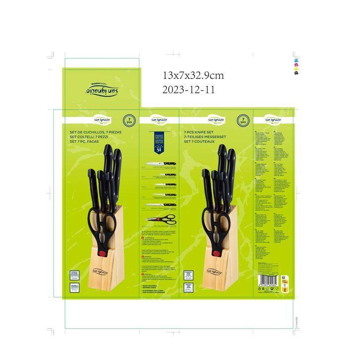 Ensemble De Couteaux De Cuisine - San Ignacio - Dresde - 7 Pièces - Acier Inoxydable - Support Inclus