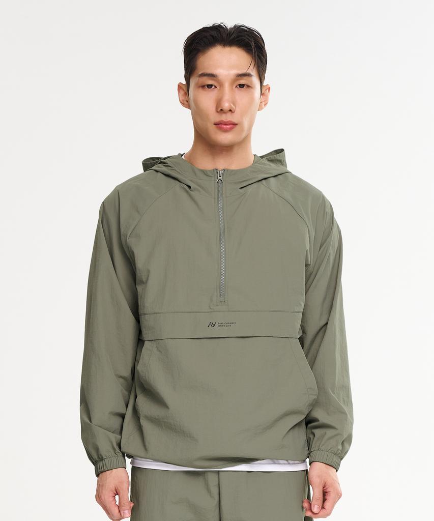 Lazybee Camp Multisport Running Windbreaker Anorak Hooded Zip-Up Jacket Top M Khaki