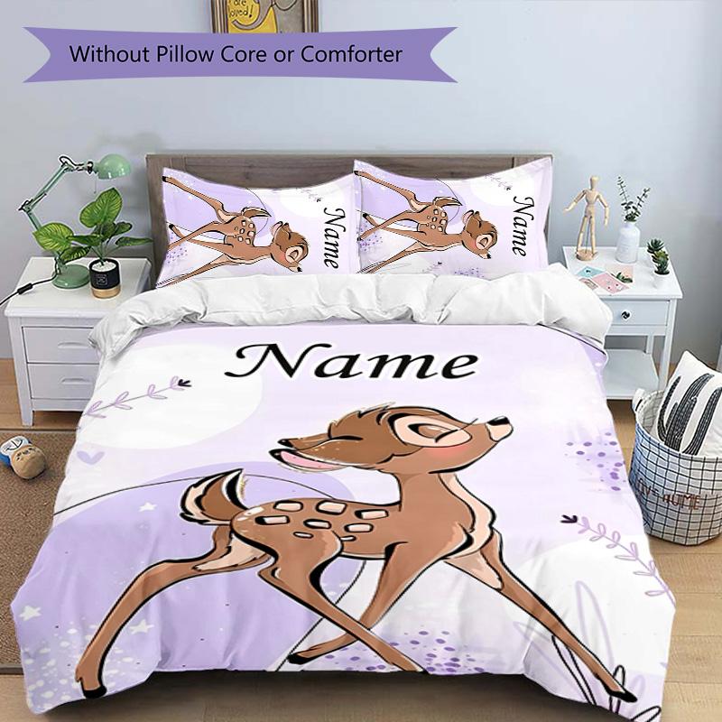 3pcs Bambi3 Cover Set - Personalized Name, HD Printed Bedding with 1 Cover and 2 Pillowcases - Perfect for Home Decor, Easy Care