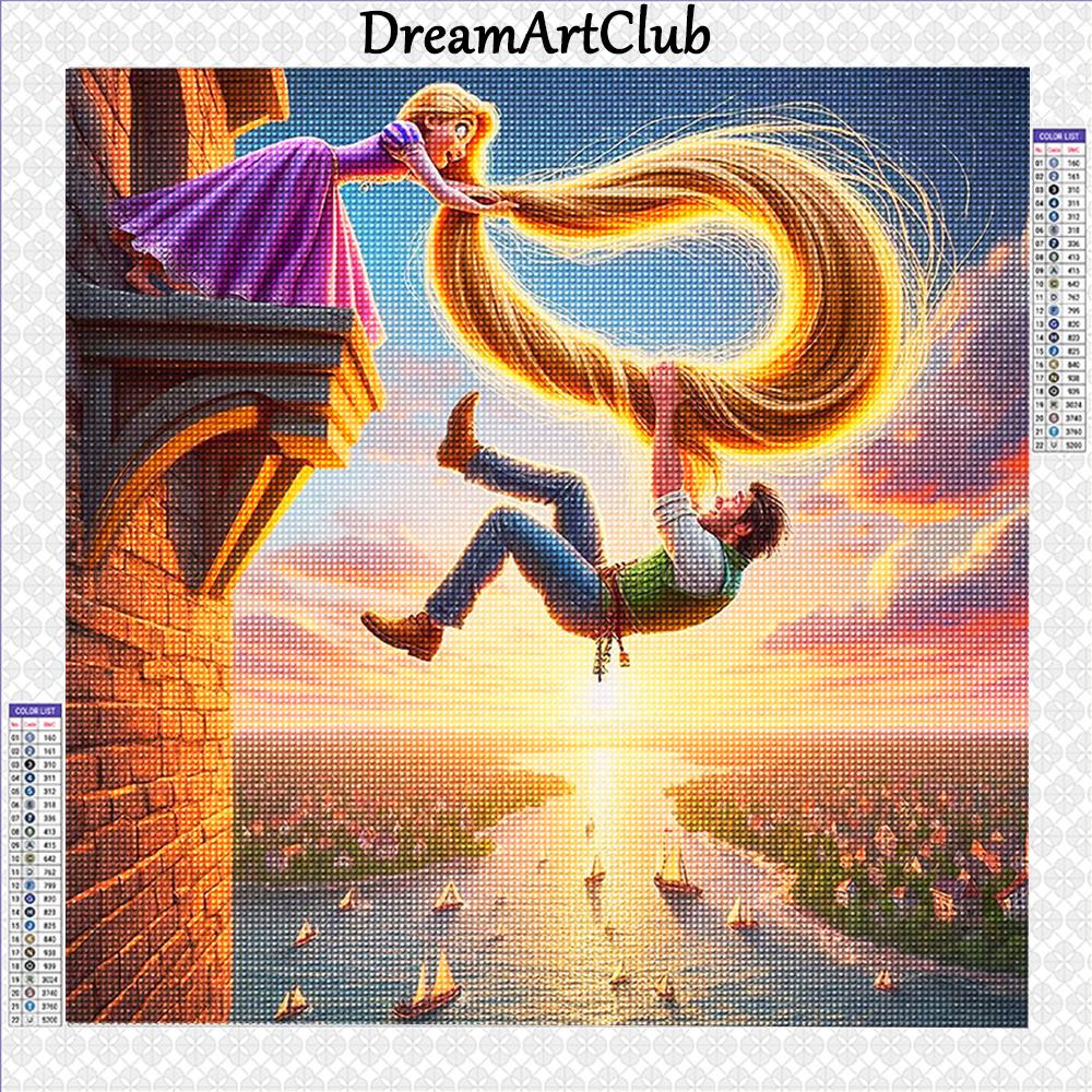Tangled Diamond Painting Rapunzel Full Round Drill Mosaic Cartoon Cross Stitch Embroidery Princess Wall Art