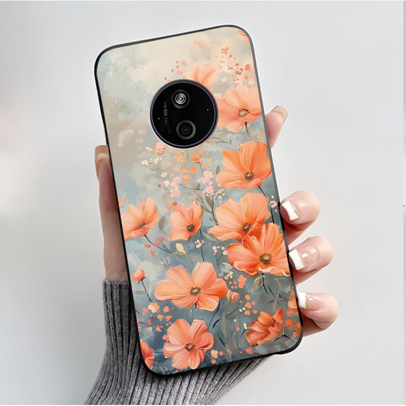 Printed Phone Case For Nokia 110 4G 2024/HMD 110 4G/Nokia 125 4G 2024 Soft Silicone Black Shell Cover Cute Flower Cartoon Casing