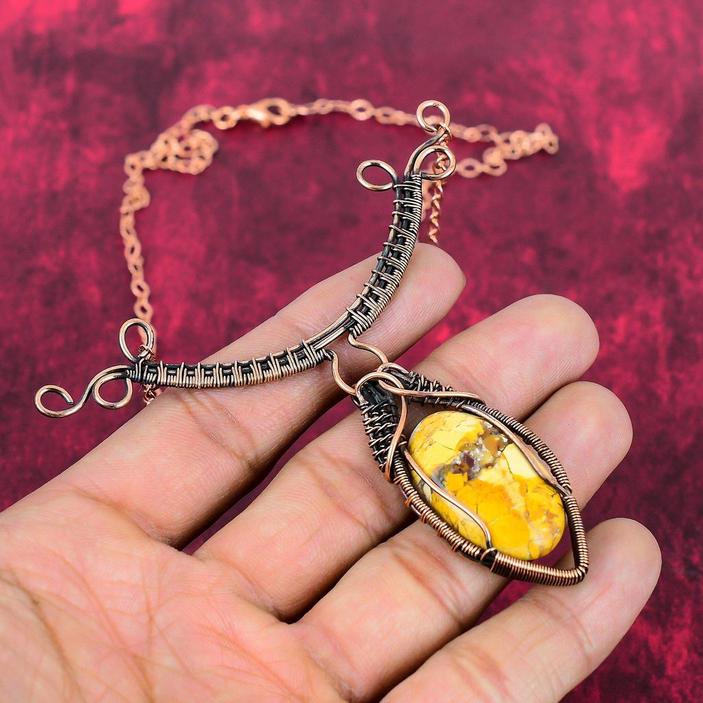 Brecciated Mookaite Necklace Copper Wire Wrapped Necklace Adjustable Chain Necklace Handmade Necklace Gemstone Copper Jewelry Gifts For Her